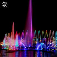 Fontaines d'eau de jardin extérieures au design moderne Water Crown, buses 3D, fontaine musicale dansante