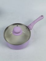 Ensemble de casseroles en céramique métallique rose et violet moderne à 6 pièces, très vendu, avec surface antiadhésive, casserole de 16/18 cm et cocotte de 20 cm