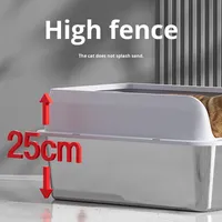 Bac à litière pour chat en acier inoxydable 304, extra large, ouvert, écologique, anti-éclaboussures, facile à nettoyer, avec un espace intérieur de 20 L