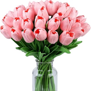 Bouquet de tulipes artificielles en soie, aspect réaliste, qualité supérieure, vente en gros pour décoration de table de douche nuptiale - Product Image 4