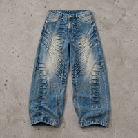 Jeans baggy de luxe de haute qualité, design tendance, coupe large, bleu camouflage, effet usé, style Y2K, pour hommes