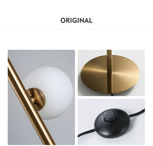 Modern Indoor Bedroom LED <strong>Standing</strong> <strong>Lamp</strong> <strong>Gold</strong> and White Glass Floor Light - Product Image 3