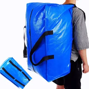 กระเป๋าดัฟเฟิลขนาดใหญ่สีน้ำเงินสำหรับงานหนักสำหรับเคลื่อนย้ายถุงเก็บของ