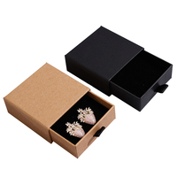 Boîte à bijoux noire personnalisée avec logo, boîte à collier, emballage avec tiroir coulissant en papier et mousse noire pour emballage de bijoux