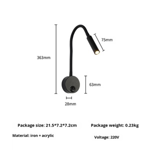 Modern LED Reading <b>Wall</b>-Mounted Lamp with Flexible Tube for Hotel Bedroom <b>Bedside</b> - Product Image 4