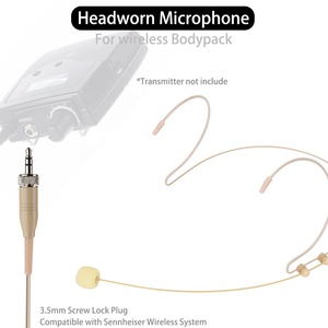 Microphone double à fixation sur <span class=keywords><strong>la</strong></span> tête - Léger, prise femelle 3,5 mm compatible avec le système sans fil Sennheiser - Product Image 2