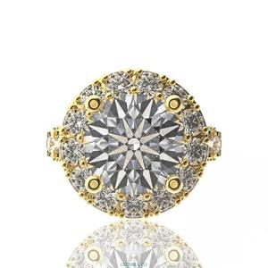 Women's Round Synthetic (lab grown) Viet Nam 18K Gold Moissanite Diamond <b>Ring</b> 10 mm - GRA Certified - Product Image 2