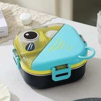 AHLE1097/Boîte à lunch portable en acier inoxydable 304 de qualité alimentaire, motif poisson de dessin animé, populaire pour enfants et étudiants, idéale pour l'école