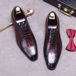 Chaussures Oxford pour hommes, style italien, en cuir véritable, à lacets, faites à la main, pour les occasions spéciales, bout pointu, respirantes, antidérapantes, légères - Product Image 1