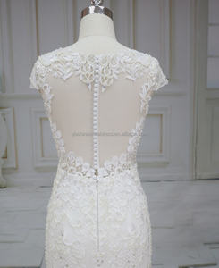 Robe de mariée vintage de luxe robe de mariée sirène élégante avec perles en dentelle belle manche de train - Product Image 4