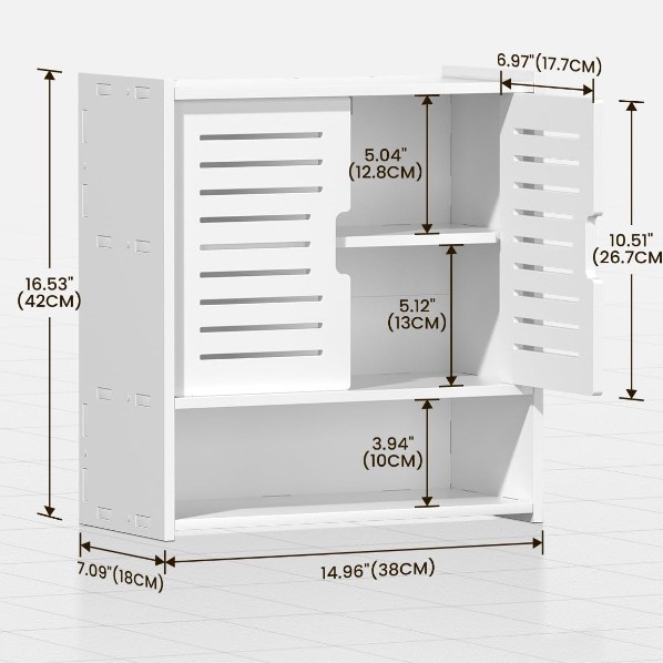 Small louvered wall cabinet
