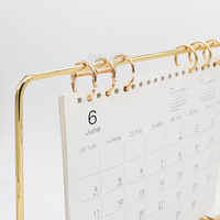 Clip de calendrier de bureau en métal argenté/doré de haute qualité, écologique, à feuilles mobiles, avec aimant pour classeur à spirale 3 anneaux, pour album de cartes