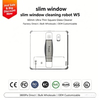 Robot Limpiacristales FMART W5 de Fábrica con Cuerpo Delgado de 60 mm y Succión Pico de 8000 Pa para Uso Doméstico