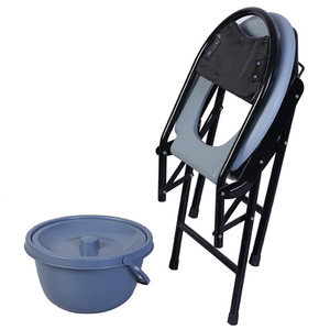Silla de inodoro plegable Hengrong de acero al carbono grueso, inodoro portátil para ancianos y discapacitados - Product Image 3
