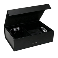 Boîtes de rangement rigides de luxe avec couvercle magnétique, anti-poussière, organisateur qui conserve la forme, en carton noir premium avec ruban et finition mate