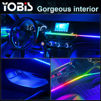 Bande lumineuse LED intérieure pour voiture Yobis, 18 en 1, 64 couleurs RGB, symphonie avec contrôle par application téléphonique, kit de lampe d'ambiance flexible