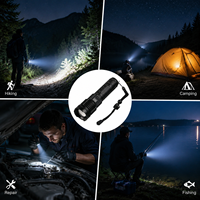 Lampe torche tactique rechargeable USB-C 1000 lumens avec zoom, laser blanc LED, faisceau réglable, en aluminium, pour utilisation nocturne
