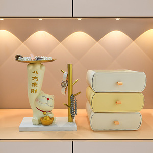 Lucky Cat Storage Ornament Resin Home Decoration Artistic Entryway Gift for Colleagues Friends - Product Image 2