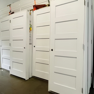 Puerta Interior <span class=keywords><strong>de</strong></span> 5 Paneles, 30x80'', Estilo Shaker, Blanca, Preimpregnada, Núcleo Sólido <span class=keywords><strong>de</strong></span> HDF, Precolgada, Moldeada, con Marco, para Dormitorio, Cocina, Casa - Product Image 3