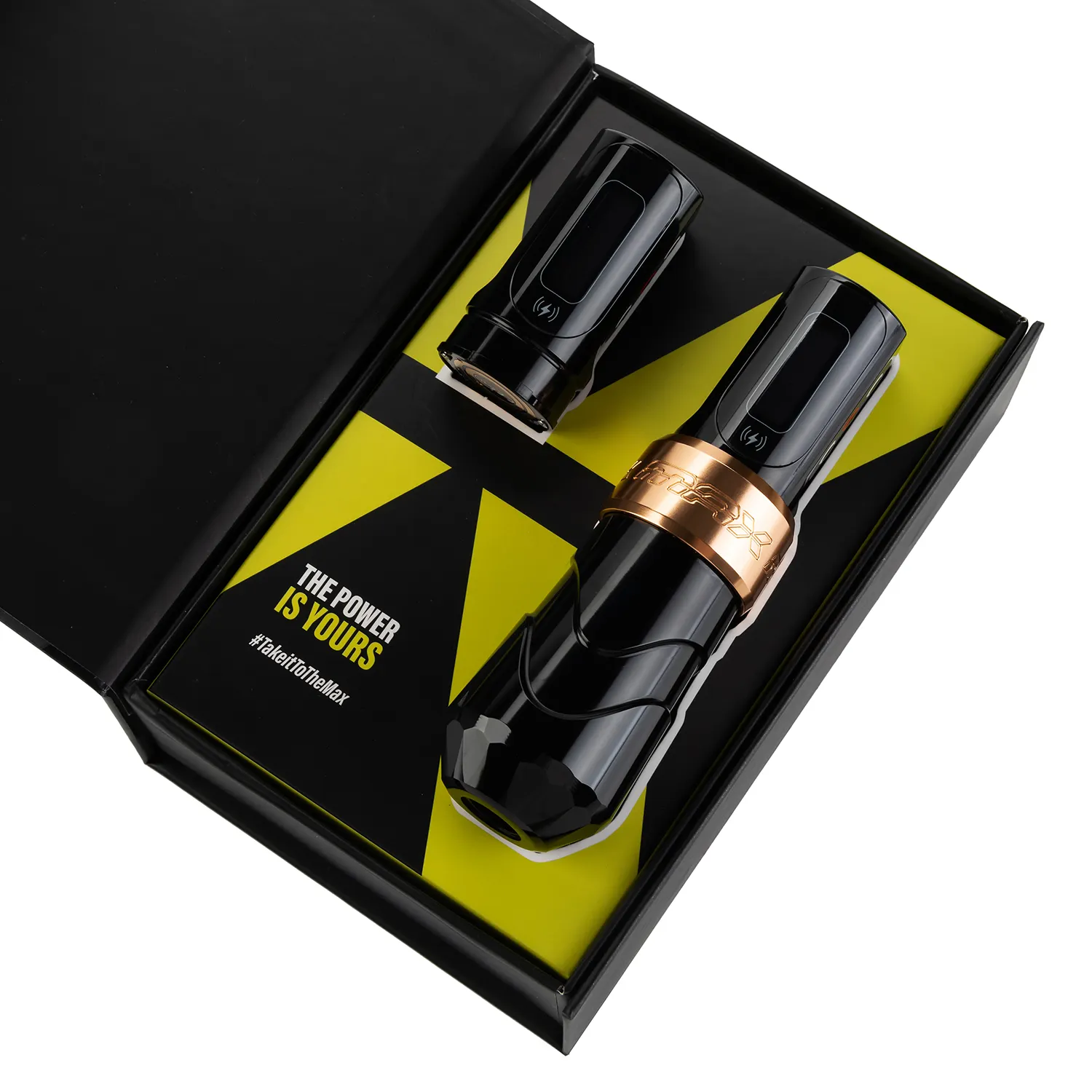 Nuovo FK Max Wireless Battery Tattoo Pen Machine Gold con PowerBolt Coreless Motor Permanent Makeup Machine 2 batterie