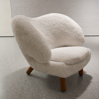 Fauteuil d'appoint en tissu bouclé, fauteuil lounge moderne rembourré avec pieds en bois pour salon et chambre