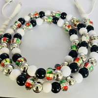 Câble de charge portable YuAn YA-297 avec perles de Noël, multicolore, en acrylique, 4-en-1, convertisseur de chargeur créatif pour voyage