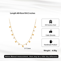 Collier Cœur Éclatant en Zircon Cubique, Chaîne Dorée en Acier Inoxydable Poli, Breloques Cœur Flottantes, Élégant et Étanche