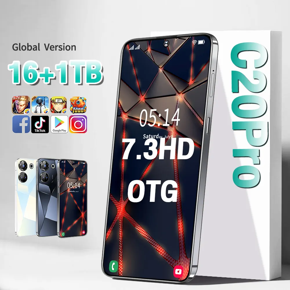 Originele Telefoons C20 Pro Smartphones 16Gb + 512Gb 5G Dual Sim Mobiele Telefoon