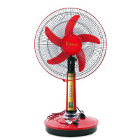 Ventilateur de table AC/DC exporté au Yémen, ventilateur de table portable DC 12V 16 pouces avec lumière LED et fonction de charge de téléphone portable USB