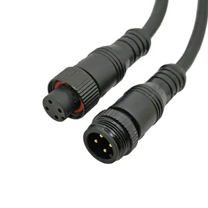 Cabo conector de cabo m8 m12 m15, plug elétrico, à prova d' água, 2, 3, 4, 5, 6 pinos, m12, para iluminação led, para áreas externas