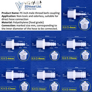 ZDVseal G1/2 дюйма до 10 мм 12 мм ПЭ быстросъемная колючая муфта коррозионностойкая Белая Мини-резьба фитинг - Product Image 2