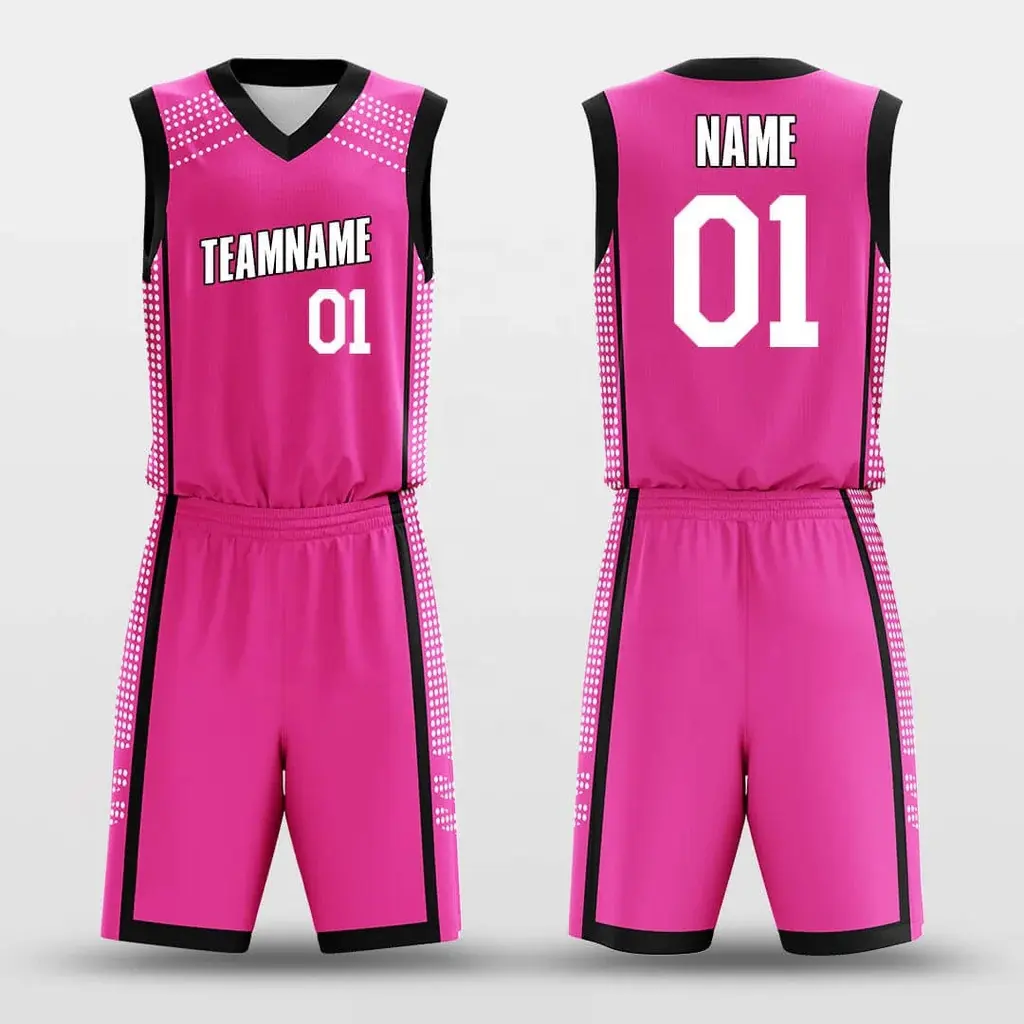 Commercio all'ingrosso ultimo disegno stampa digitale personalizzato sublimata rosa uniforme da basket per le ragazze