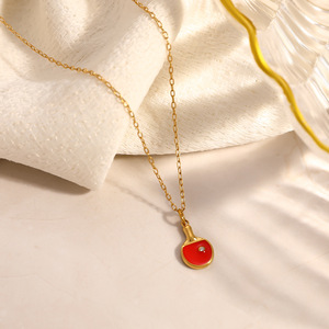 Collar de acero inoxidable personalizado, serie deportiva a la moda, chapado en oro de 18 quilates, con colgante de pelota de tenis de mesa para mujer. - Product Image 5