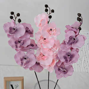 Fleurs artificielles Phalaenopsis en soie rose, bouquet à six têtes, décoration de mariage et de maison - Product Image 1