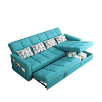 Sofá Cama Plegable de Tela Tecnológica, Doble Uso, Multifuncional, Combinación Telescópica Doble con Chaise Longue para Salas de Estar Pequeñas