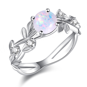 Gemstone 925 Sterling Silver Jewelry Round Cut Opal <b>Ring</b> CZ Natural <b>Women</b> <b>Fashion</b> Jewelry <b>Ring</b> - Product Image 1