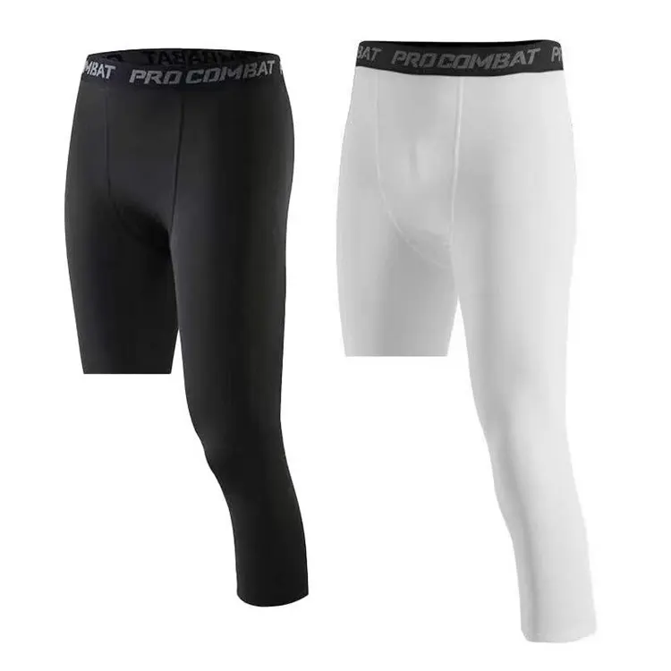 Pantalones de compresión de una pierna para hombre, mallas cortas de baloncesto, fútbol, Yoga, Fitness, para correr, personalizadas