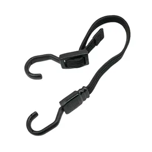 18mm Adjustable Flat Strap Elastic Luggage Rope With Heat Treated Plastic Hook Bungee Cord