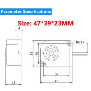 Sirène active piézoélectrique 47*39*23MM DC 12V 24V, <span class=keywords><strong>alarme</strong></span> sonore à haut niveau de décibels 115dB pour systèmes de sécurité - Product Image 2
