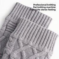 Chaussettes pour femme en tricot à motif 3D, double aiguille, épaisses, respirantes, longueur ras du cou, pour automne-hiver, avec bordure côtelée