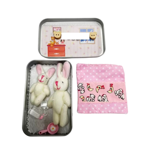 Two Color Cute Stuffed <strong>Rabbit</strong> Plush <strong>Toys</strong> Tin Box Packaging Easter Party Decoration Plush Gift for Kids - Product Image 3