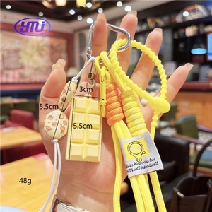 พวงกุญแจเพรทเซลแบบถักลายมิวห่วงล็อคเสน่ห์ช็อคโกแลตเกาหลีสายคล้องโทรศัพท์ของขวัญขายส่งเครื่องประดับแปลกใหม่ - Product Image 4