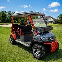 Voiturette de golf électrique 4 places, véhicule utilitaire sport (UTV), phares LED, pneus tout-terrain, roue de secours, accessoires pour voiturette de golf