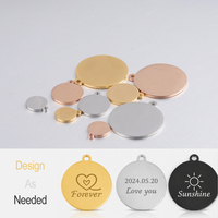 HOTWAY Gravierte Namens- und Logo-Anhänger aus Edelstahl, Runde Blanko-Charms für Schmuckherstellung, Halsketten und Armbänder