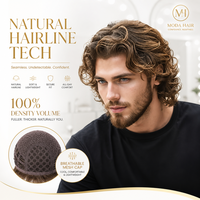 Perruque bouclée mi-longue brun clair pour homme, en fibres synthétiques haute température, densité 100, fabriquée à la machine, vente en gros par Senmu Beauty