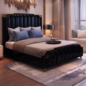 Francese italiano nuovo arrivo moderna <span class=keywords><strong>oro</strong></span> cornice rivestita di cuoio di lusso <span class=keywords><strong>letto</strong></span> king size <span class=keywords><strong>testata</strong></span> - Product Image 6