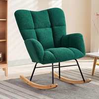 Pépinière de luxe nordique verte Teddy Glider Fauteuil à bascule à dossier haut Chaises à bascule pour salon chambre à coucher