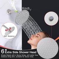 Système de douche complet 16 pouces avec pommeau mural 6 pouces, mitigeur 4 voies et douchette 2 fonctions en nickel brossé