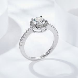 S925 gümüş yüzük gemi hazır gümüş düğün söz 1ct moissanite elmas kadın yüzük - Product Image 4