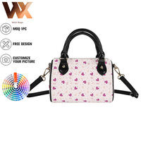 Sac Boston Mini Personnalisé pour Femme en Cuir PU Imprimé, Sac à Main Cylindrique Tendance Style Urbain avec Poignée Supérieure, Sac Bandoulière